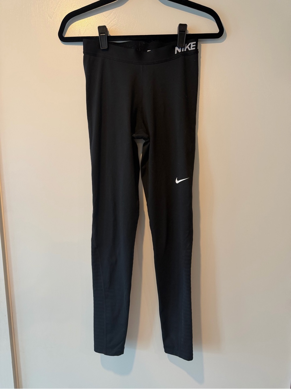 Nike Pro Black Athletic Fleeced Lined Leggings with Swoosh